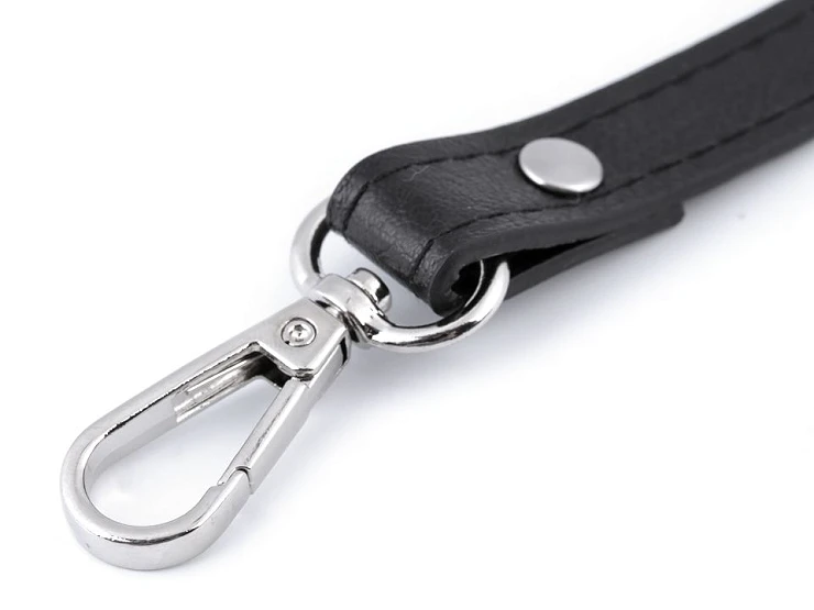 Uchwyt / rączka do torby z karabińczykami / długość regulowana 108 - 124 cm / eko skóra / ciemny beż / czarny nikiel / 1 szt / 790597