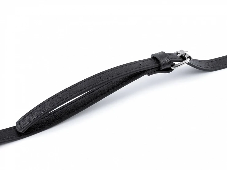 Uchwyt / rączka do torby z karabińczykami / długość regulowana 108 - 124 cm / eko skóra / ciemny beż / czarny nikiel / 1 szt / 790597
