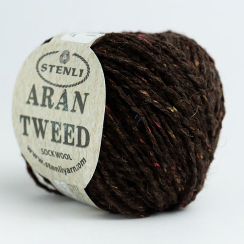 Włóczka Stenli Aran Tweed 11 / czekolada z posypką