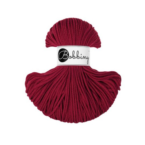 Sznurek pleciony bawełniany Bobbiny Junior / Karmazynowy / Red Velvet / 3mm / 100m