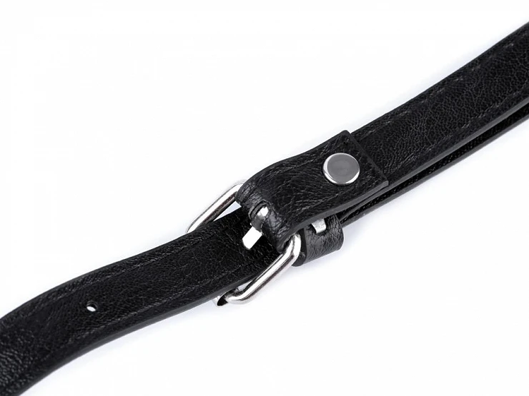 Uchwyt / rączka do torby z karabińczykami / długość regulowana 108 - 124 cm / eko skóra / czarny / czarny nikiel / 1 szt / 790597
