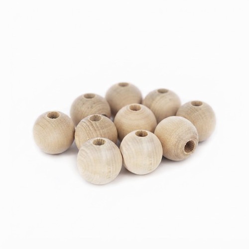 Koraliki drewniane / 30 mm / otwór 10 mm / naturalne / 10 szt