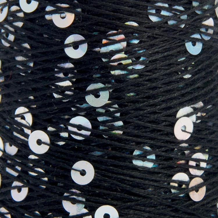 Włóczka / nić z cekinami Rico Design Creative Make It Paillette 012 / czerń i holo