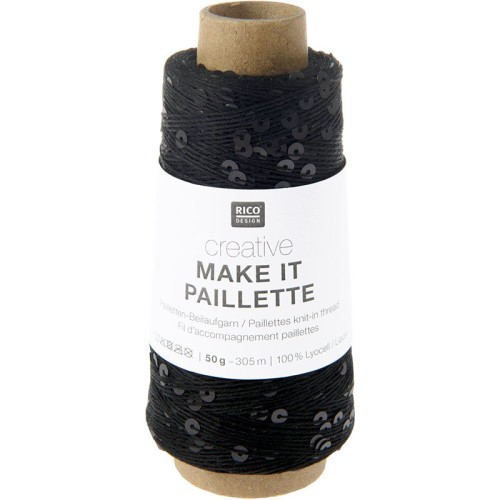 Włóczka / nić z cekinami Rico Design Creative Make It Paillette 006 / matowa czerń