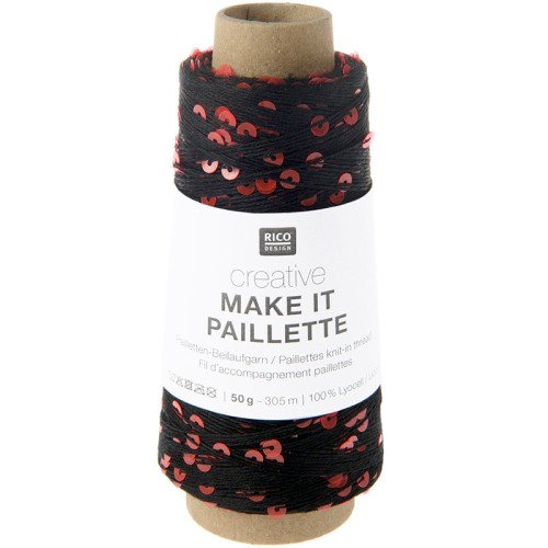 Włóczka / nić z cekinami Rico Design Creative Make It Paillette 007 / czerń i pomarańcz