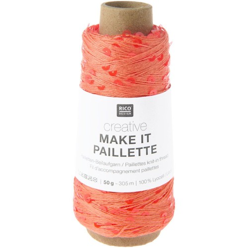 Włóczka / nić z cekinami Rico Design Creative Make It Paillette 008 / morela i pomarańcz