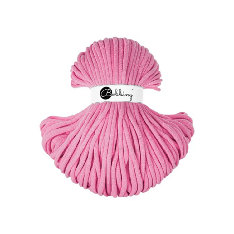 Sznurek pleciony bawełniany Bobbiny Jumbo / Guma Balonowa / Bubblegum Pink / 9mm / 100m