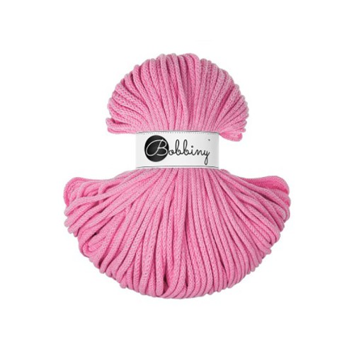 Sznurek pleciony bawełniany Bobbiny Premium / Guma Balonowa / Bubblegum Pink / 5mm / 100m