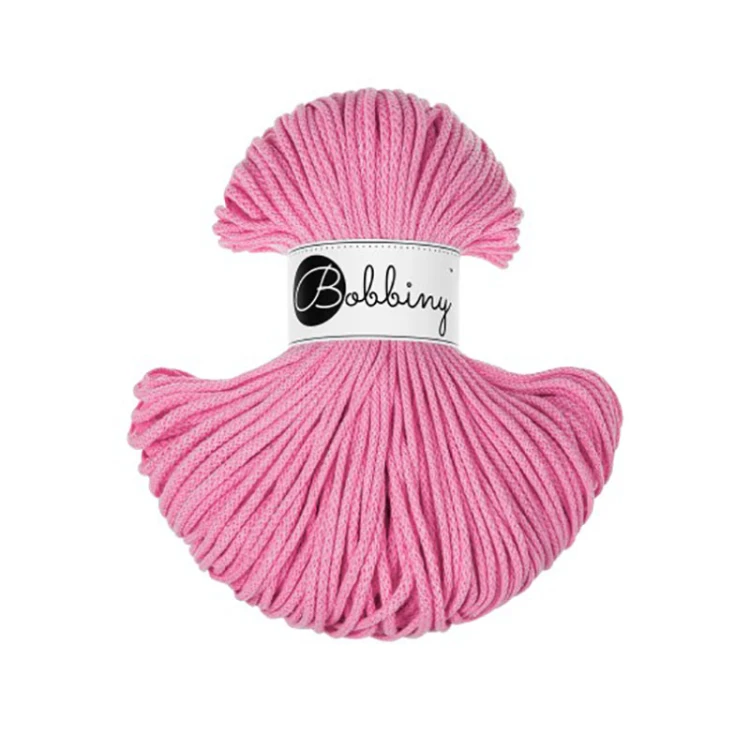 Sznurek pleciony bawełniany Bobbiny Junior / Guma Balonowa / Bubblegum Pink / 3mm / 100m