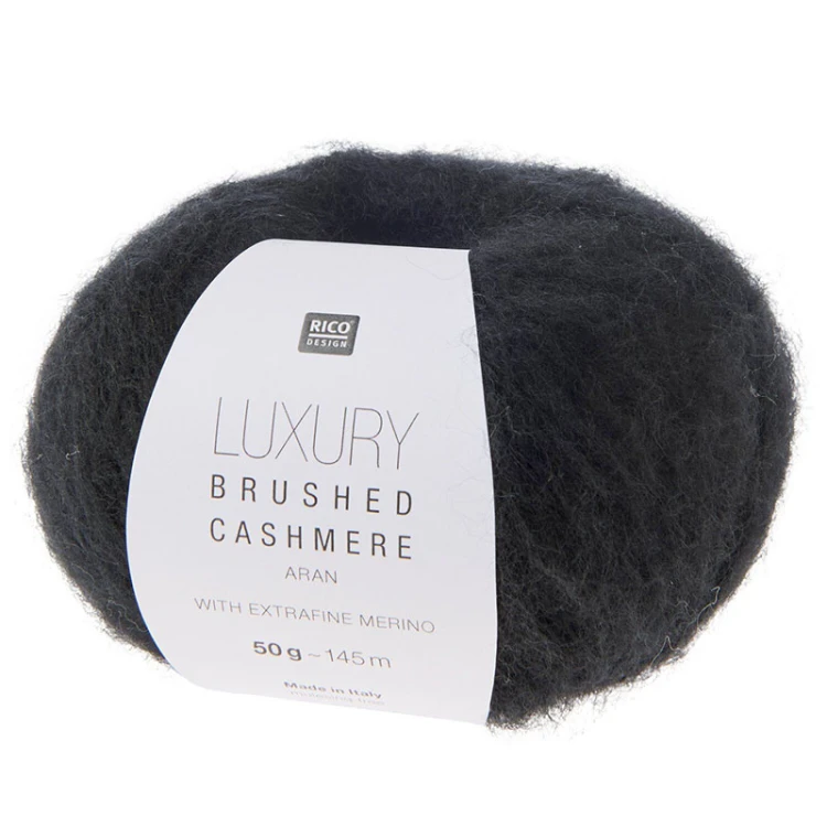 Włóczka Rico Design Luxury Brushed Cashmere Aran 007 / czerń