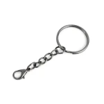 Kółko na klucze z łańcuszkiem i karabińczykiem / czarny nikiel / 25 mm / 10 szt / 940178