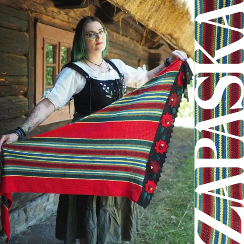 Zestaw na chustę „Zapaska" od Forest of Needles 05 / Kokonki Merino / Czerń/czerwień/ciemna zieleń/zieleń/cytryna/bordo/szafir