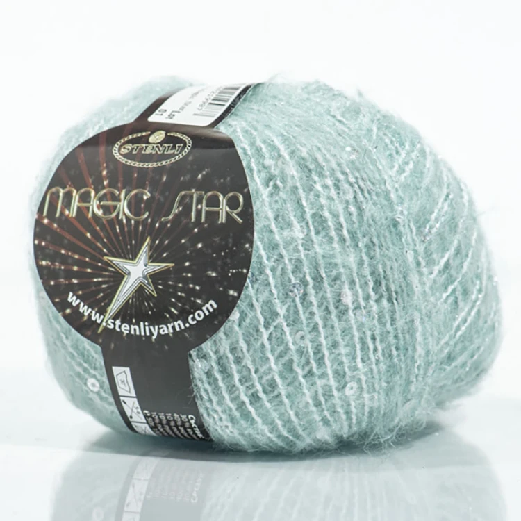 Włóczka fantazyjna z cekinami Stenli Magic Star 48 / akwamaryna