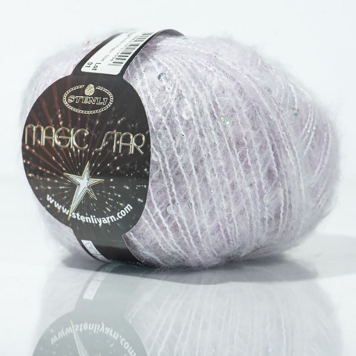 Włóczka fantazyjna z cekinami Stenli Magic Star 49 / lawendowy szron