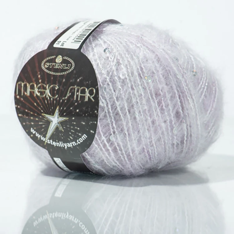 Włóczka fantazyjna z cekinami Stenli Magic Star 49 / lawendowy szron