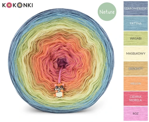 KOKONEK Nature NT595 Sielanka - Szaroniebieski/patyna/wasabi/masełkowy/biszkopt/melon/ciemna morela/róż