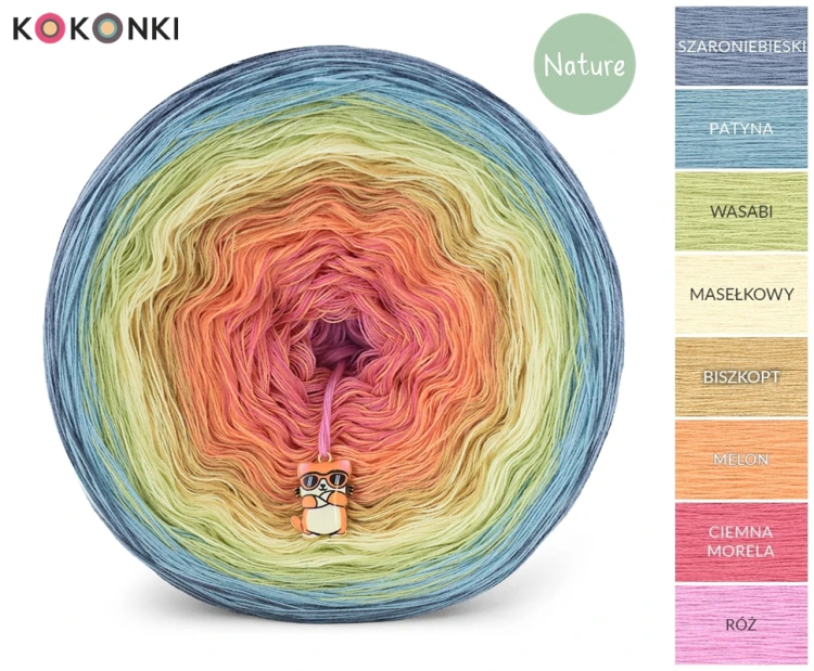 KOKONEK Nature NT595 Sielanka - Szaroniebieski/patyna/wasabi/masełkowy/biszkopt/melon/ciemna morela/róż
