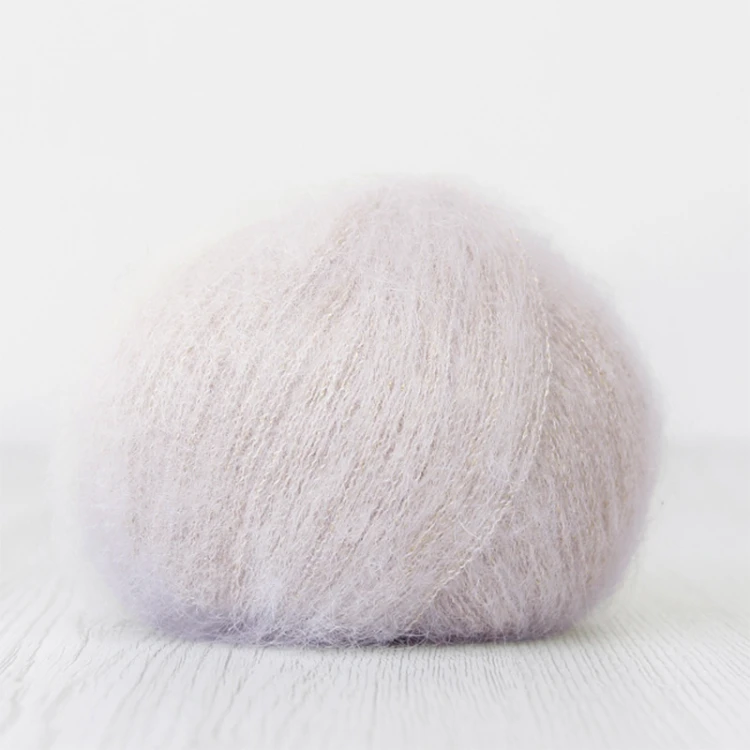 Włóczka DHG Fluffy Lame Natural White / perłowy obłok