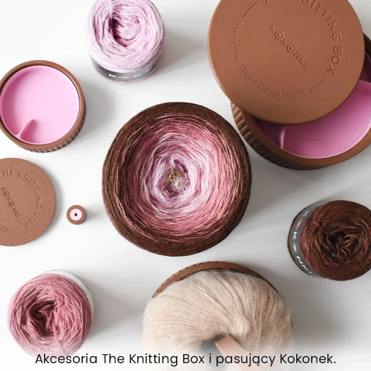 Akcesoria The Knitting Box i pasujący kolorystycznie Kokonek