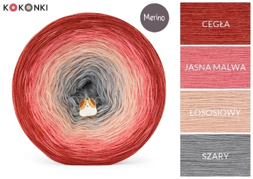 KOKONEK Merino 885 Under blanket - Cegła/jasna morela/łososiowy/szary