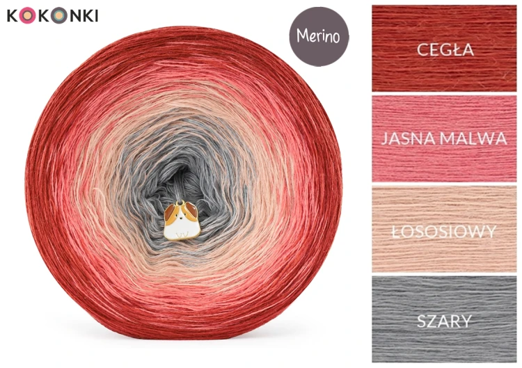KOKONEK Merino 885 Under blanket - Cegła/jasna morela/łososiowy/szary