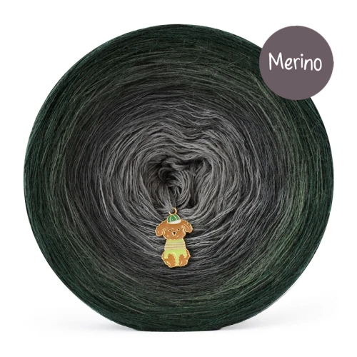 KOKONEK Merino 887 Mossy shadows - Butelkowa zieleń/ciemne khaki/ciemny szary/średni szary