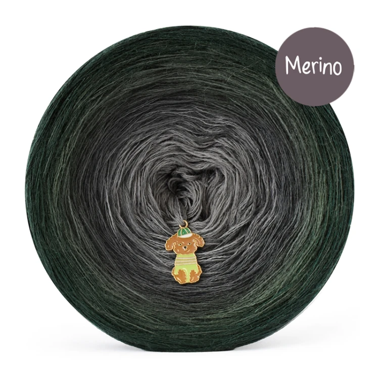 KOKONEK Merino 887 Mossy shadows - Butelkowa zieleń/ciemne khaki/ciemny szary/średni szary