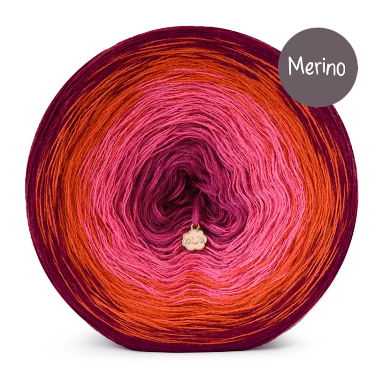 KOKONEK Merino 889 Crackling campfire - Bordo/rudy/bajeczny róż/fuksja