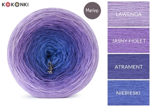 KOKONEK Merino 890 Heather hill - Lawenda/jasny fiolet/atrament/niebieski