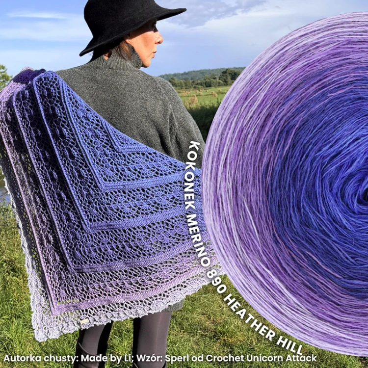 KOKONEK Merino 890 Heather hill - Lawenda/jasny fiolet/atrament/niebieski