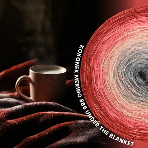 KOKONEK Merino 885 Under the blanket - Cegła/jasna morela/łososiowy/szary