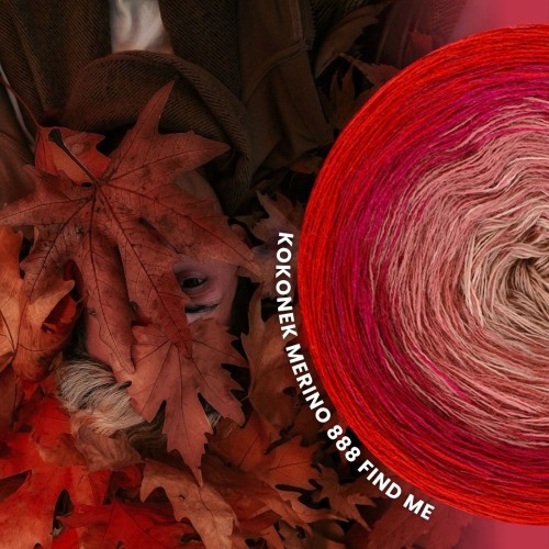 KOKONEK Merino 888 Find me - Czerwień/rubin/malwa/zgaszona morela