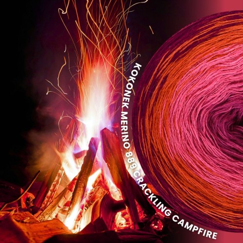 KOKONEK Merino 889 Crackling campfire - Bordo/rudy/bajeczny róż/fuksja