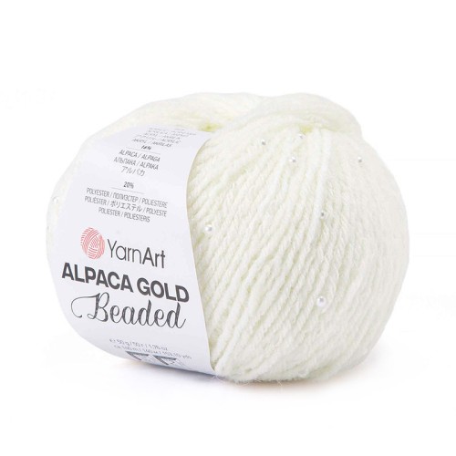Włóczka z koralikami YarnArt Alpaca Gold Beaded 3601 / ecru