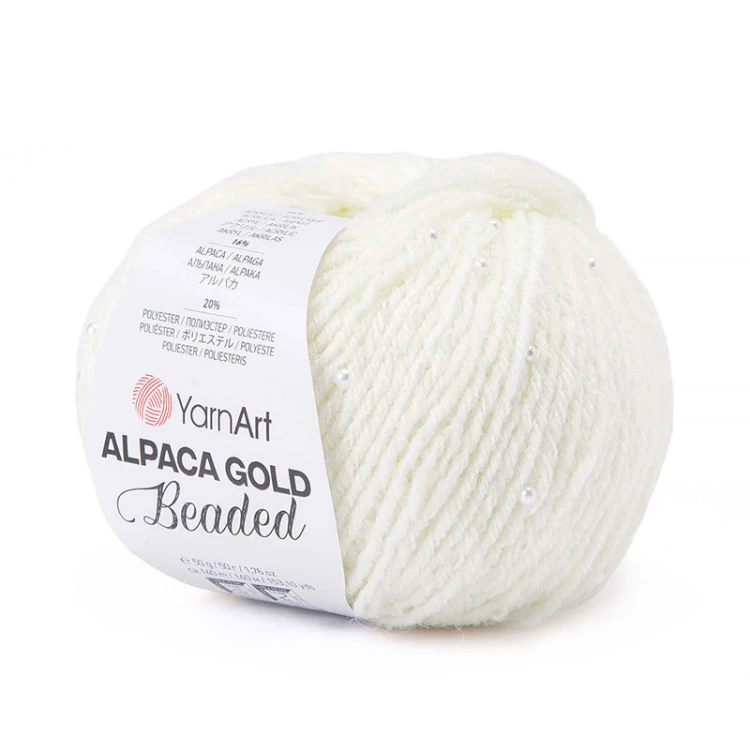 Włóczka z koralikami YarnArt Alpaca Gold Beaded 3601 / ecru