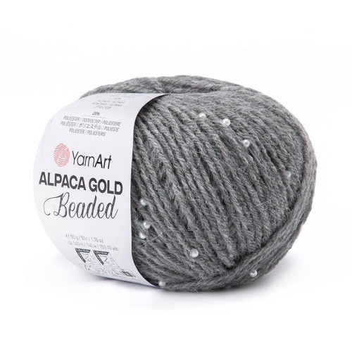 Włóczka z koralikami YarnArt Alpaca Gold Beaded 3612 / szary