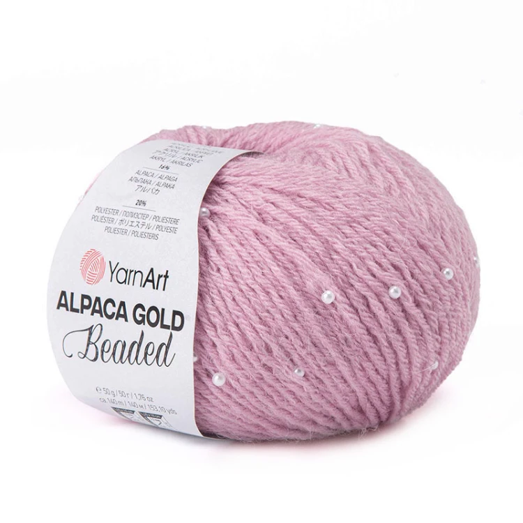 Włóczka z koralikami YarnArt Alpaca Gold Beaded 3614 / róż