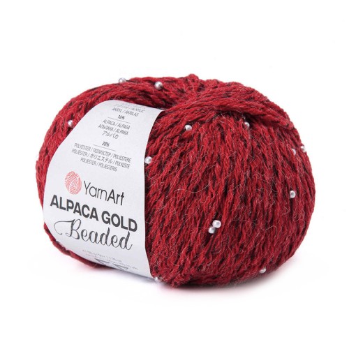 Włóczka z koralikami YarnArt Alpaca Gold Beaded 3615 / czerwień