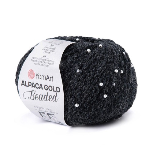 Włóczka z koralikami YarnArt Alpaca Gold Beaded 3607 / antracyt