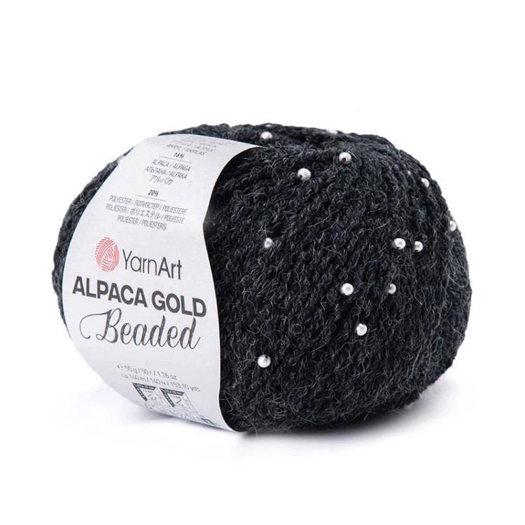 Włóczka z koralikami YarnArt Alpaca Gold Beaded 3607 / antracyt