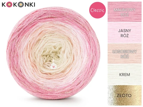 KOKONEK Shine Classic S008 Malinowy róż/jasny róż/łososiowy róż/krem+złoto
