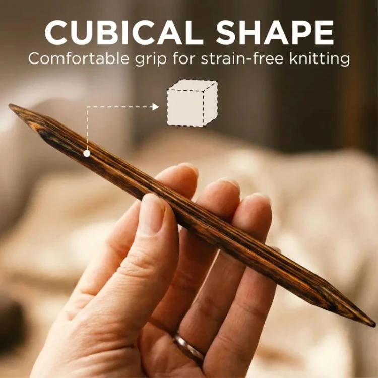 Druty do skarpet KnitPro Ginger Cubics - drewniane