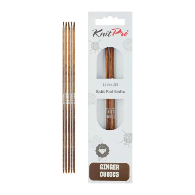 Druty do skarpet KnitPro Ginger Cubics - drewniane