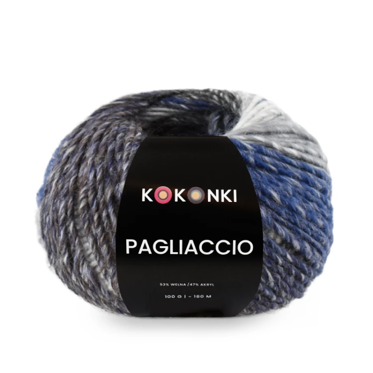 Włóczka KOKONKI Pagliaccio P32 / wzburzone morze / ~180 m