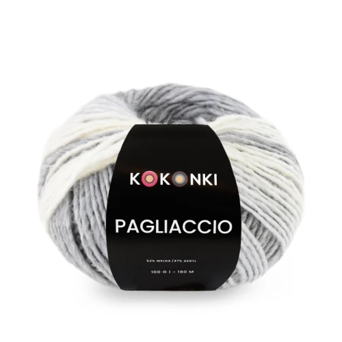 Włóczka KOKONKI Pagliaccio P20 / szaro-szary / ~180 m