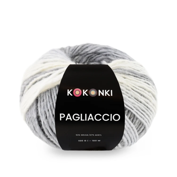 Włóczka KOKONKI Pagliaccio P20 / szaro-szary / ~180 m