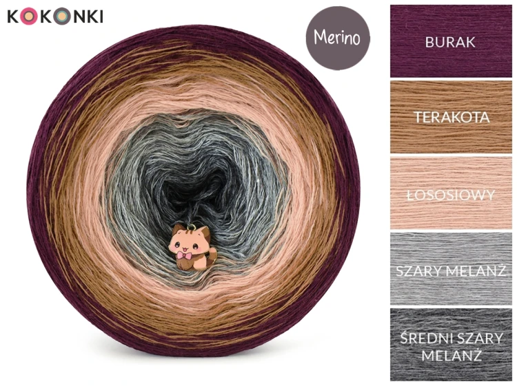 KOKONEK Merino 893 TSJ Odissea 06 - Burak/terakota/łososiowy/szary melanż/średni szary melanż