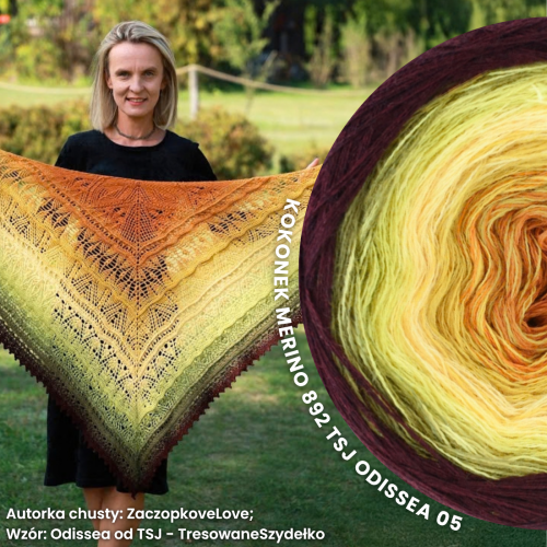 KOKONEK Merino 892 TSJ Odissea 05 - Wino melanż/guacamole/limetka/żółty/złoty/miodowy