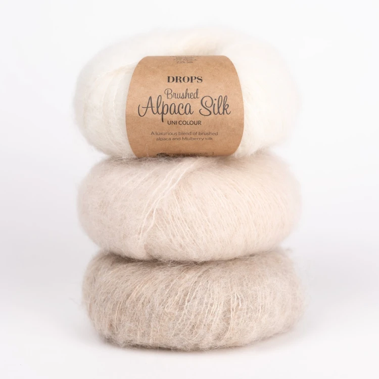 Włóczka Drops Brushed Alpaca Silk 01 / ecru