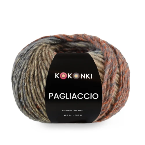 Włóczka KOKONKI Pagliaccio P12 / żar i popiół / ~180 m